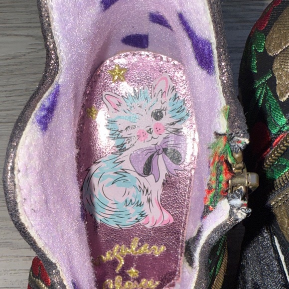 Irregular Choice Floral Ankle Boots with Black Bow - Picture 5 of 12